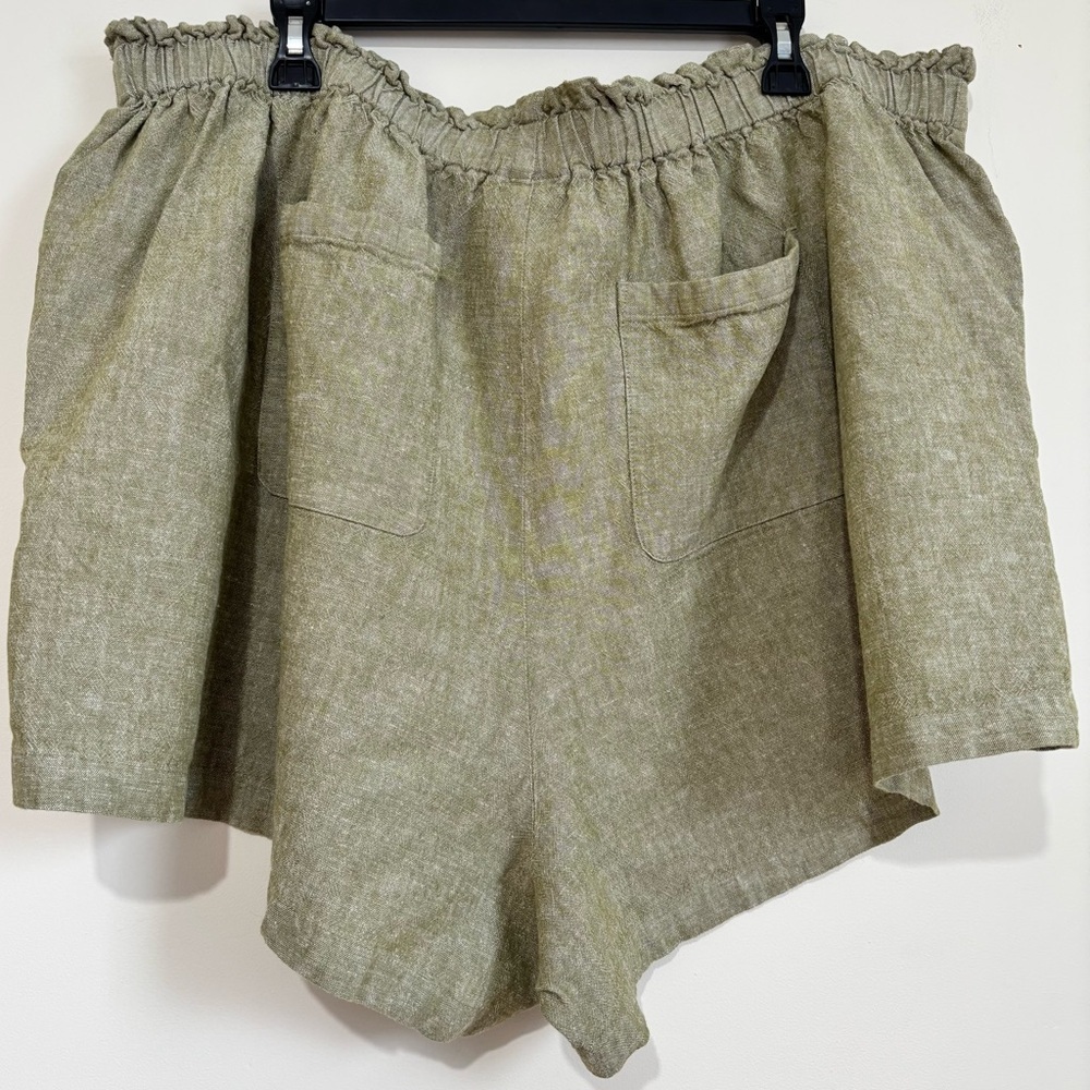 Ava & Viv Plus Size 3X Green Linen Rayon High Rise Pull On Beach Bermuda Shorts - Picture 4 of 16
